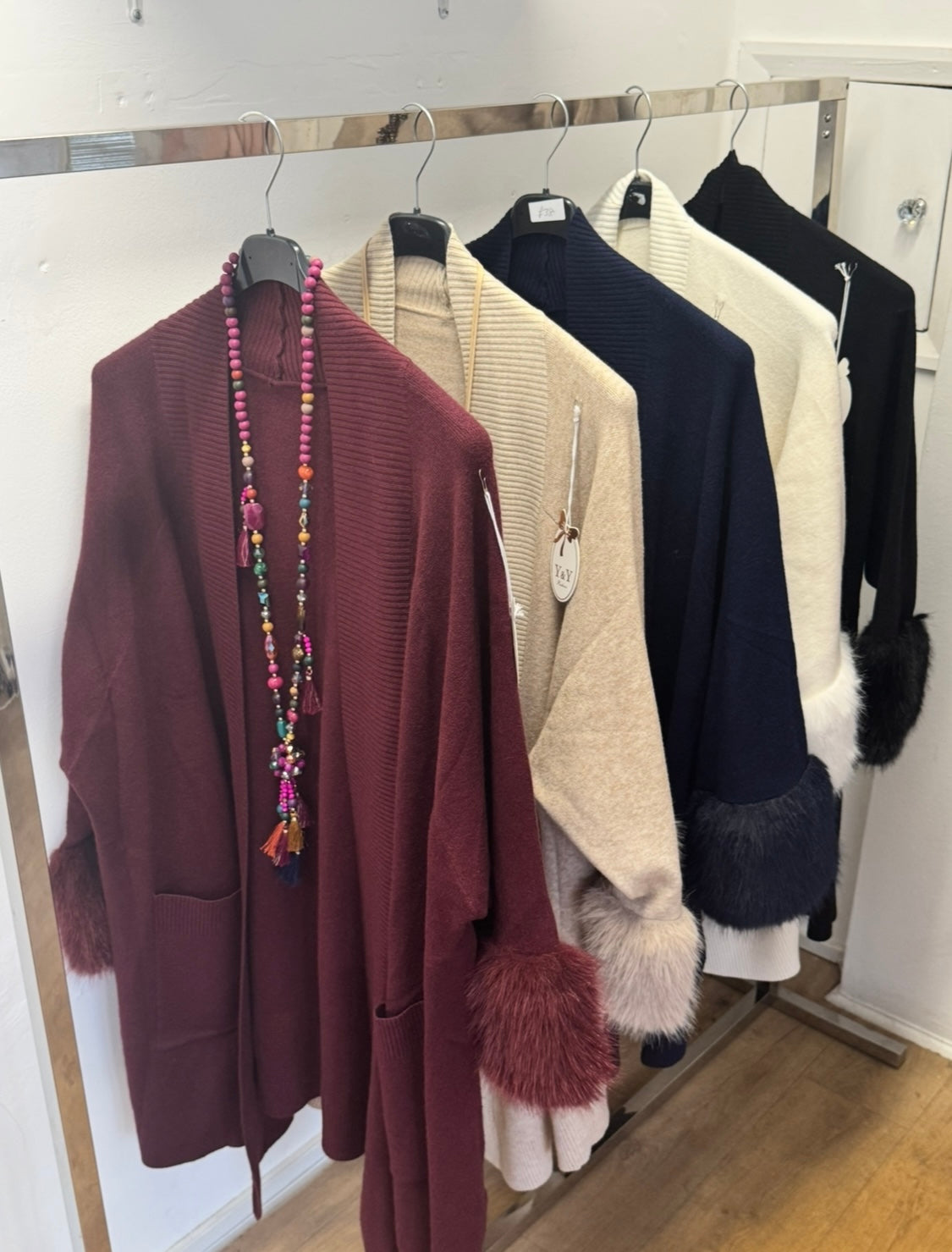 Italian Lux Faux Fur Cuff Cardigan