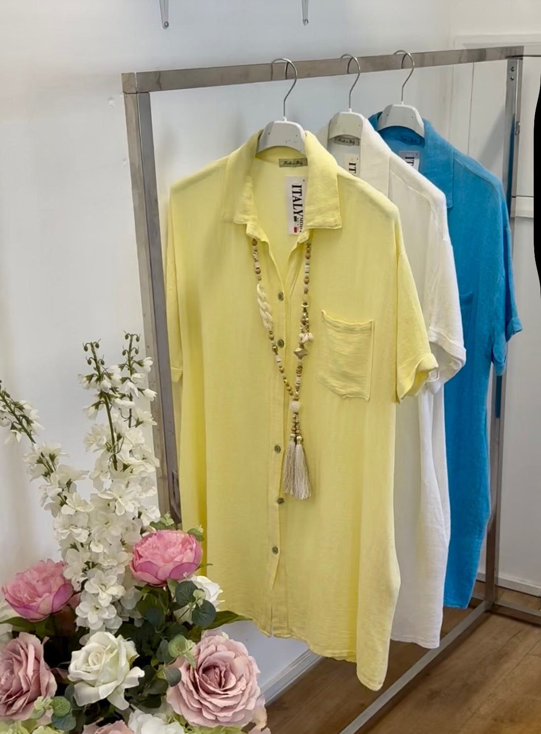 Italian cotton t bag shirt dress