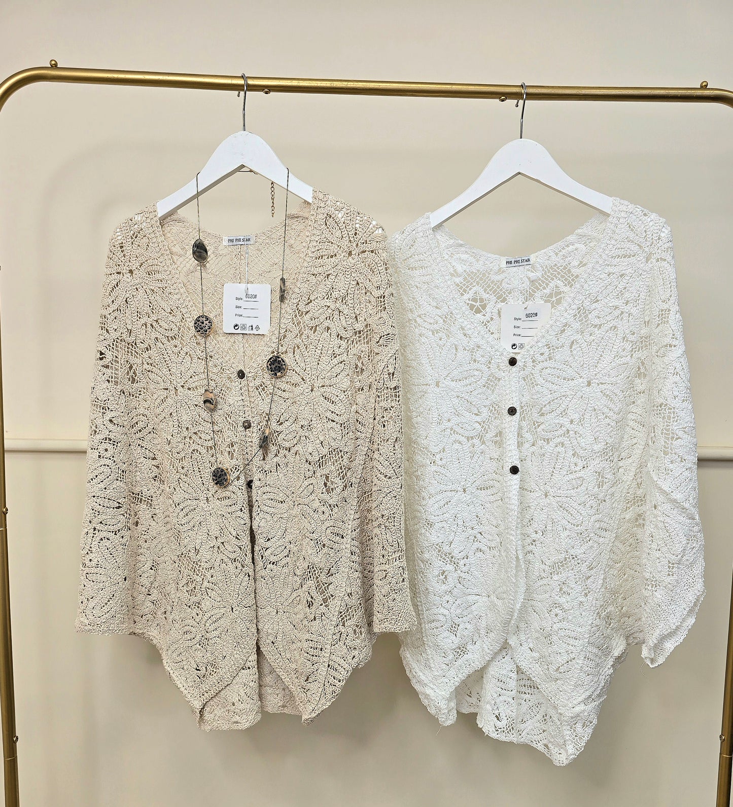 Made in Italy Crotchet Button Cardigan