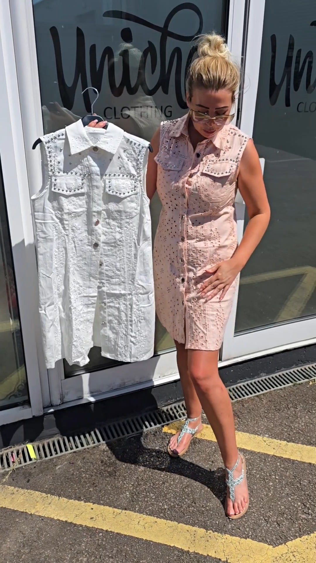 Denim Broderie Dress