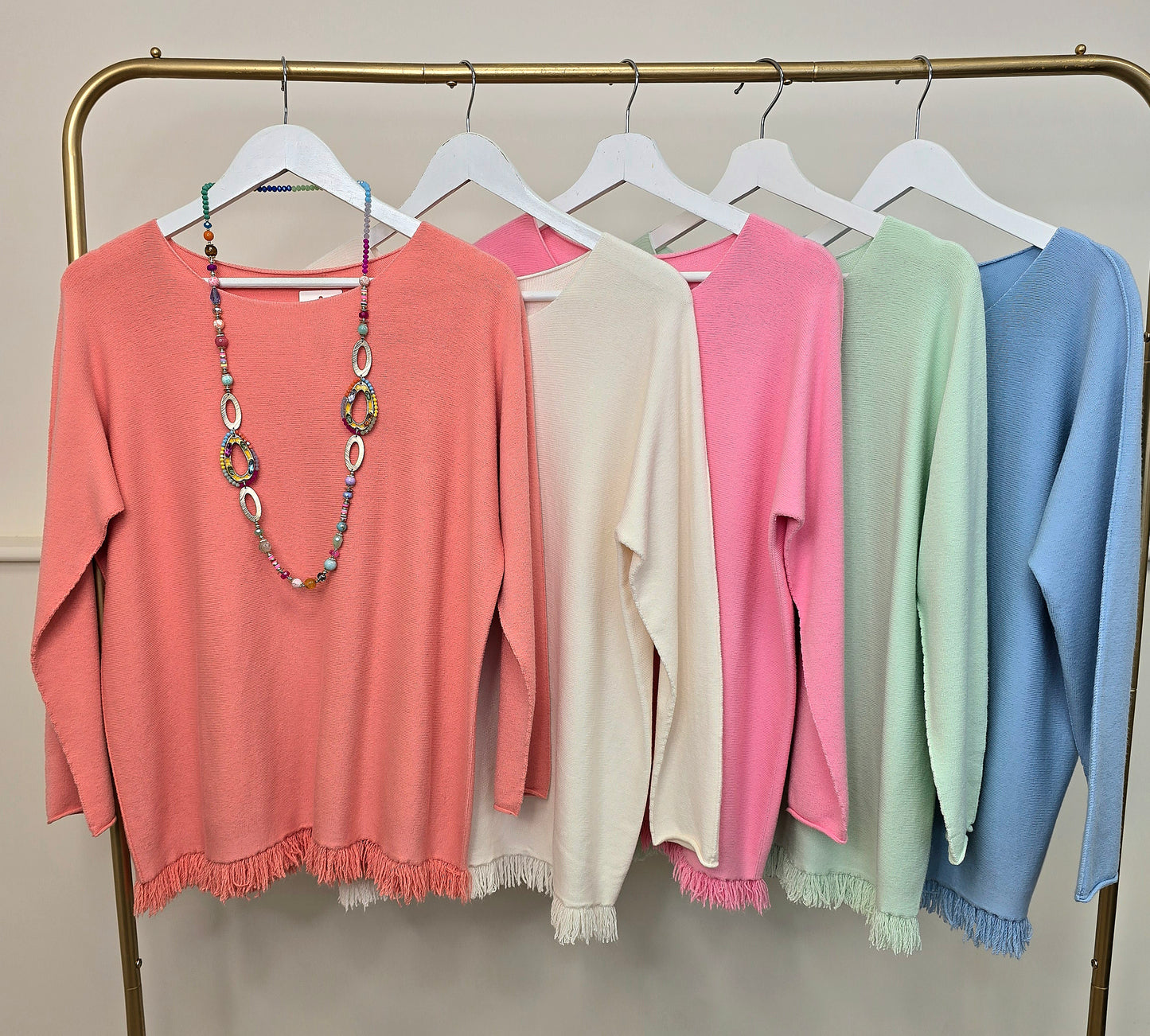 Made In Italy Plain Soft Fringe Jumper