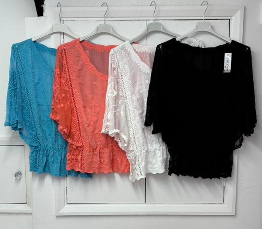 Bestselling Italian devoir embroidery top