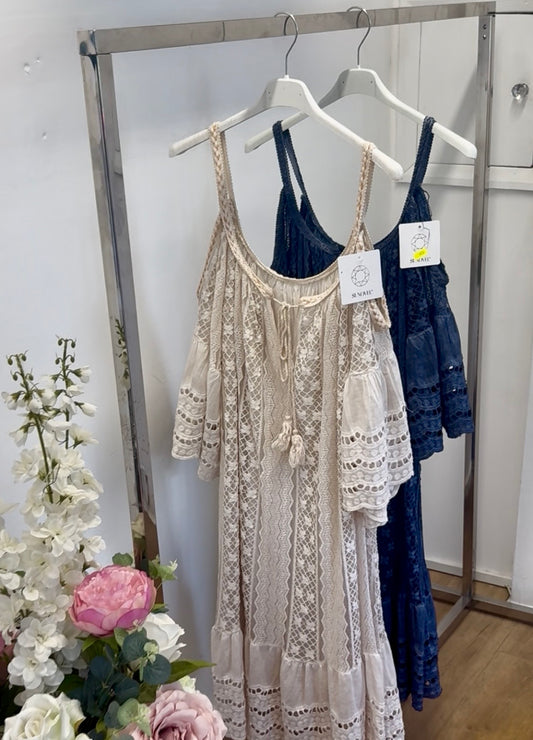 Boho Lux lace cold shoulder dress