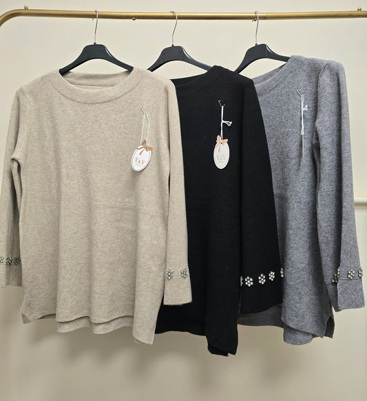 Luxury Knit Diamonte Cuff Jumper