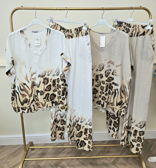 Leopard Cotton Trouser Set