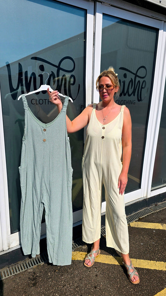 Cotton Stripe Dungarees