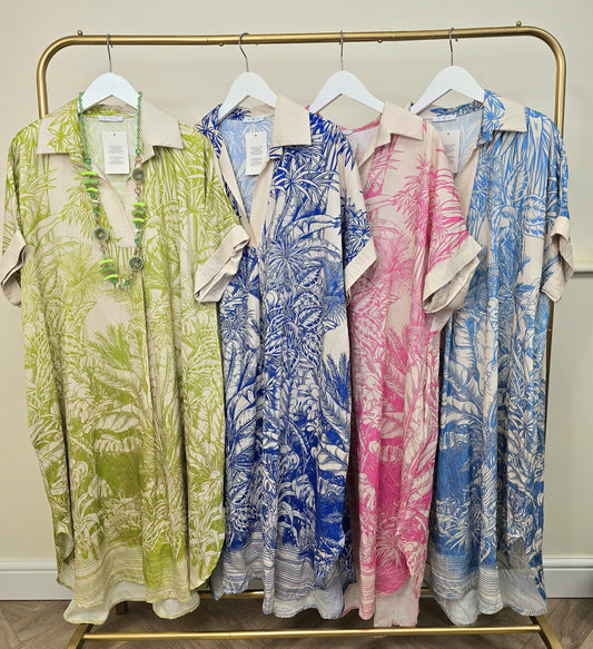 Made in Italy Palm Leaf Collar Dress