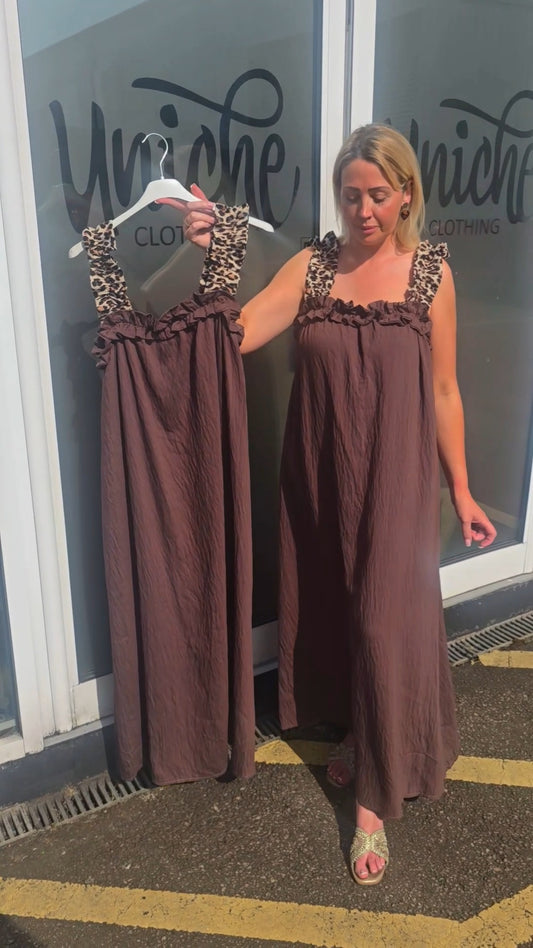 Leopard Ruffle Strap Dress