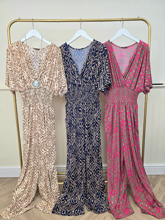 Ruched Pattern Jumpsuit