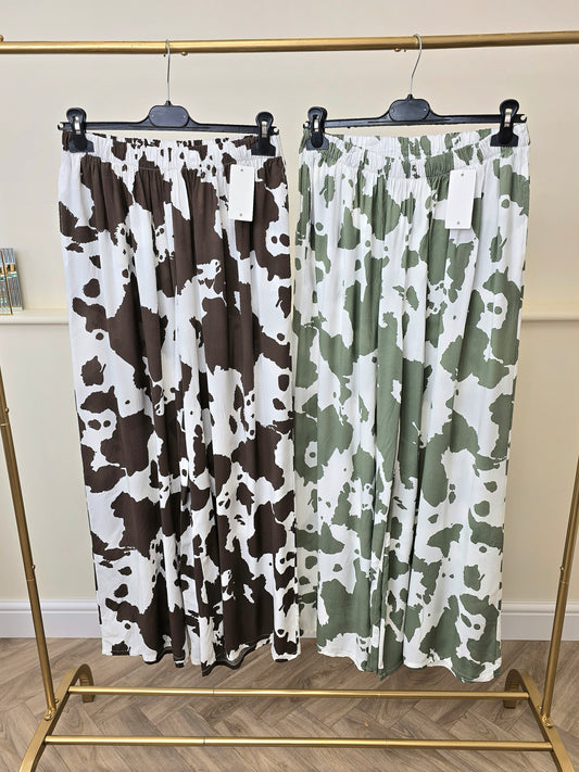 Cow Print Elasticated Trousers