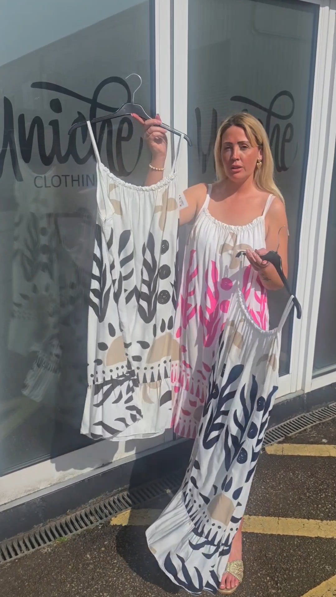 Cotton Printed Thin Strap Dress