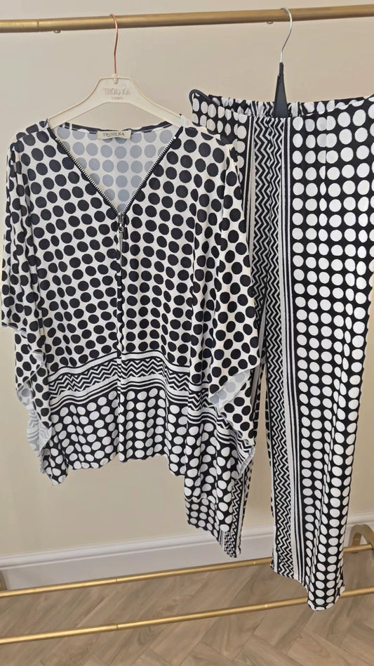 Lux Paris Polka Dot Trouser Set