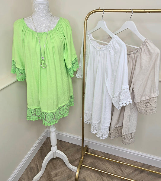 Made In Italy Lace Cotton Top