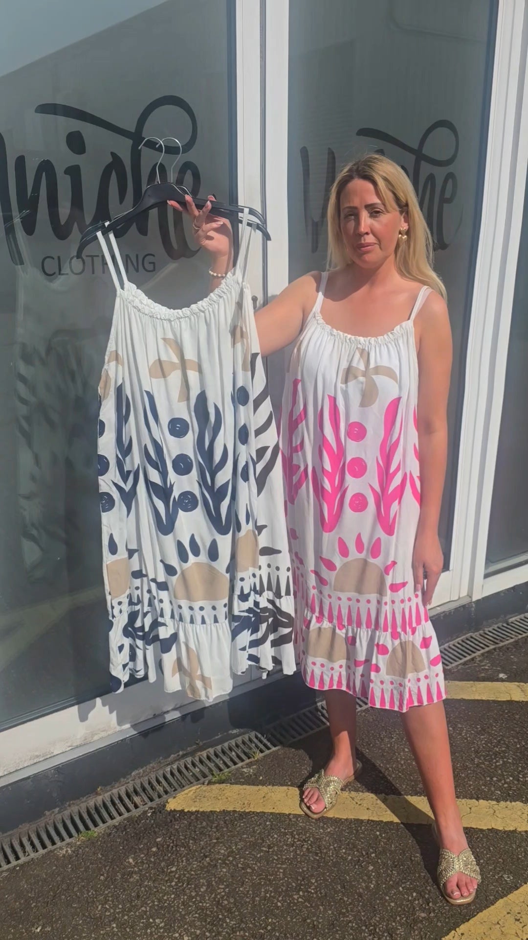 Cotton Printed Thin Strap Dress