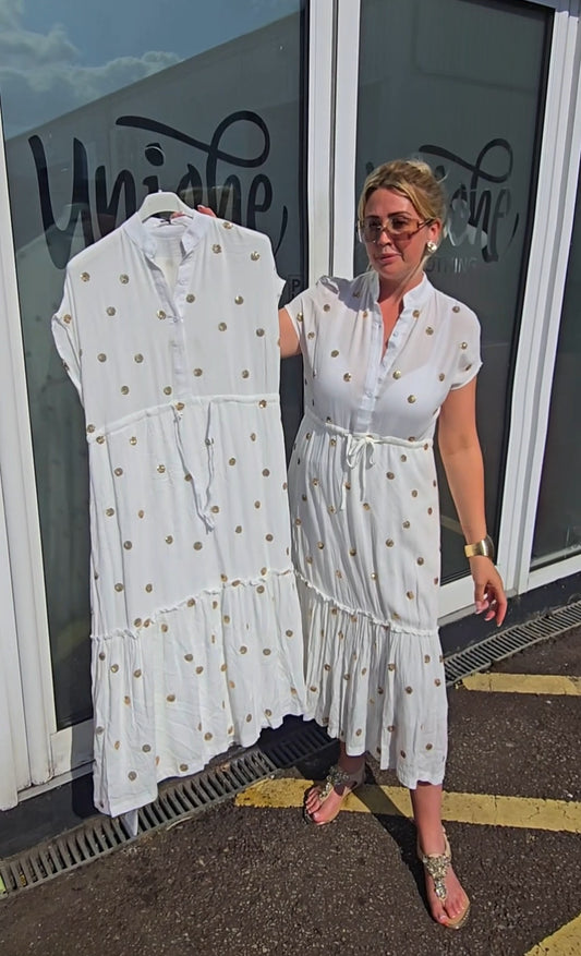 Gold Polka Dot Sequin Dress