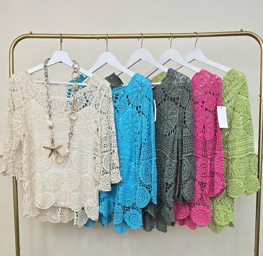 Made in Italy Circle Cotton  Crotchet Top